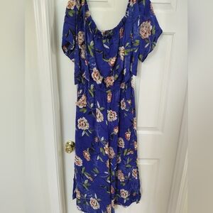 Blue Floral Off-Shoulder Women's Jumpsuits